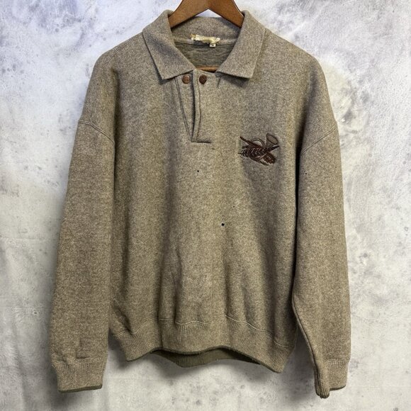 Vintage 70's GUCCI Lana Wool Brown Collared Sweater Rare size M 25x25 - Picture 1 of 16